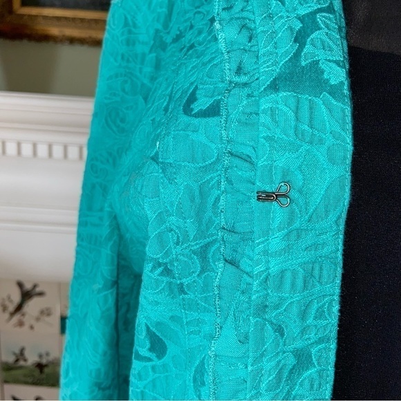 Beautiful aqua textured jacket by Additions in Chico’s size 2 with ruffles. - Picture 8 of 8